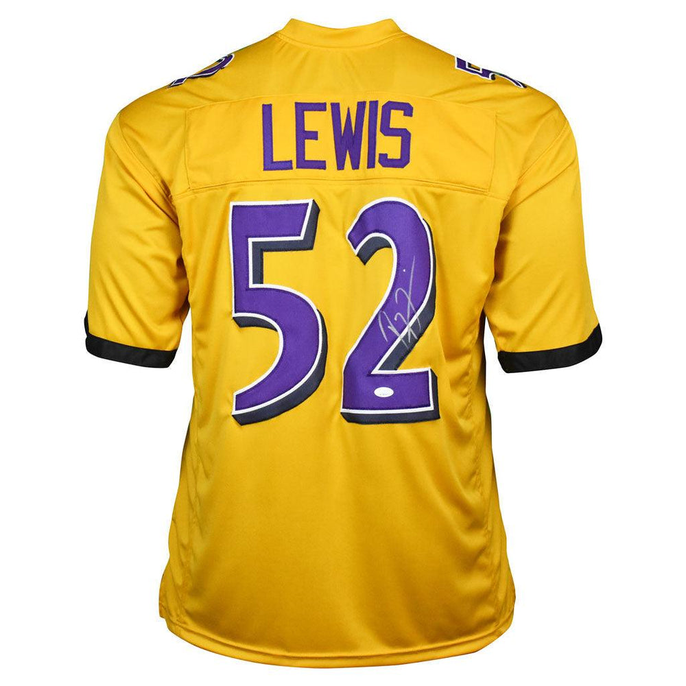 Ray Lewis Signed Baltimore Pro Yellow Football Jersey (JSA) - RSA