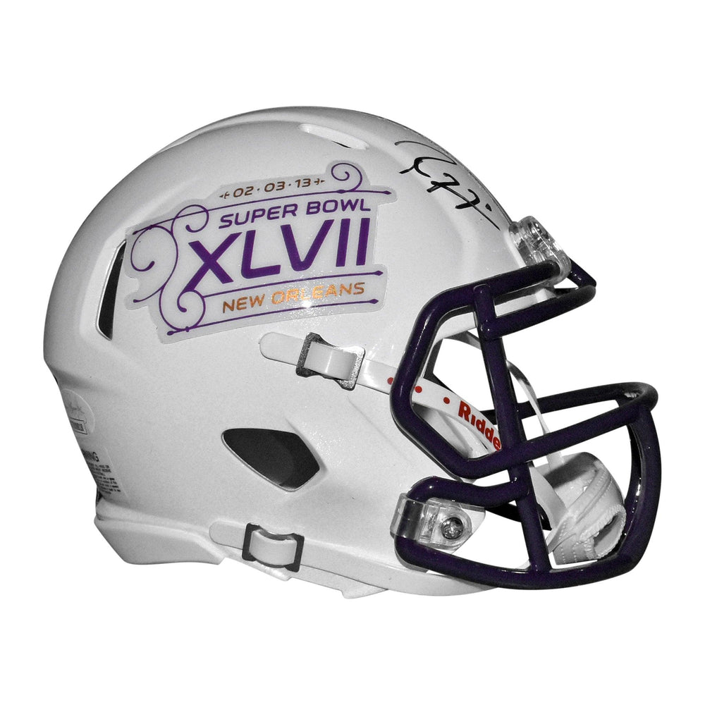 Ray Lewis Signed Super Bowl XLVII Speed Mini Replica White Football Helmet (JSA) - RSA