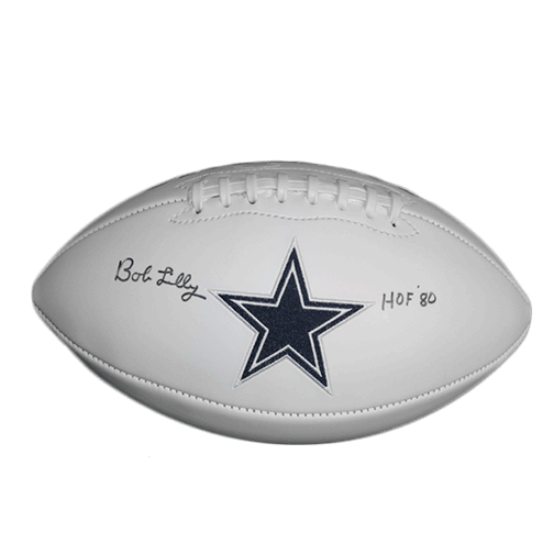 Bob Lilly Dallas Cowboys Autographed Full Size Logo Football (JSA) HOF Inscription Included - RSA