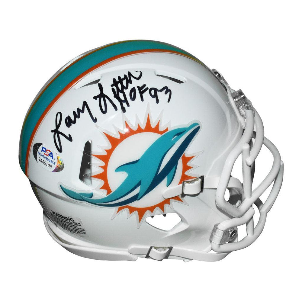 Larry Little Signed HOF 93 Inscription Miami Dolphins Speed Mini Football Helmet (PSA) - RSA