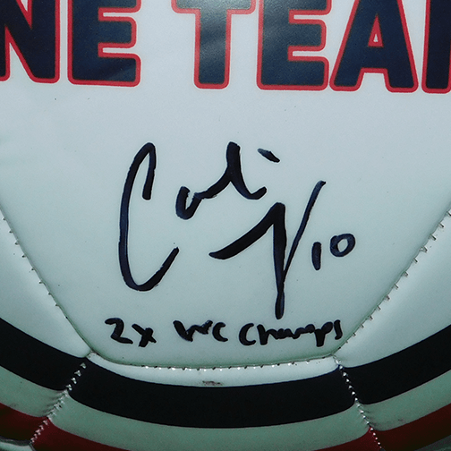 Carli Lloyd Autographed USA White Soccer Ball Inscribed 2X WC Champs JSA - RSA