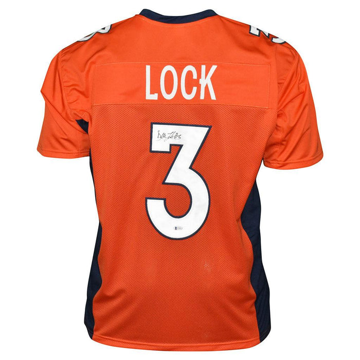 Drew Lock Signed Denver Pro Orange Football Jersey (Beckett) - RSA