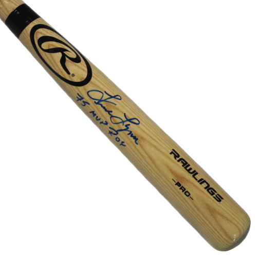 Fred Lynn Autographed Full Size Rawlings Baseball Bat Blonde (JSA) with Rare Inscription "75 MVP ROY" - RSA