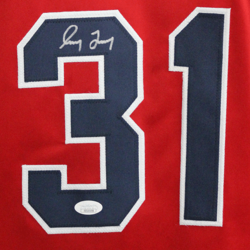 Greg Maddux Autographed Atlanta Limited Edition Pro Style Baseball Jersey Red (JSA) - RSA