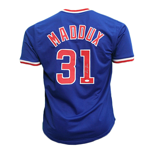 Greg Maddux Autographed Chicago Limited Edition Pro Style Baseball Jersey Blue (JSA) - RSA