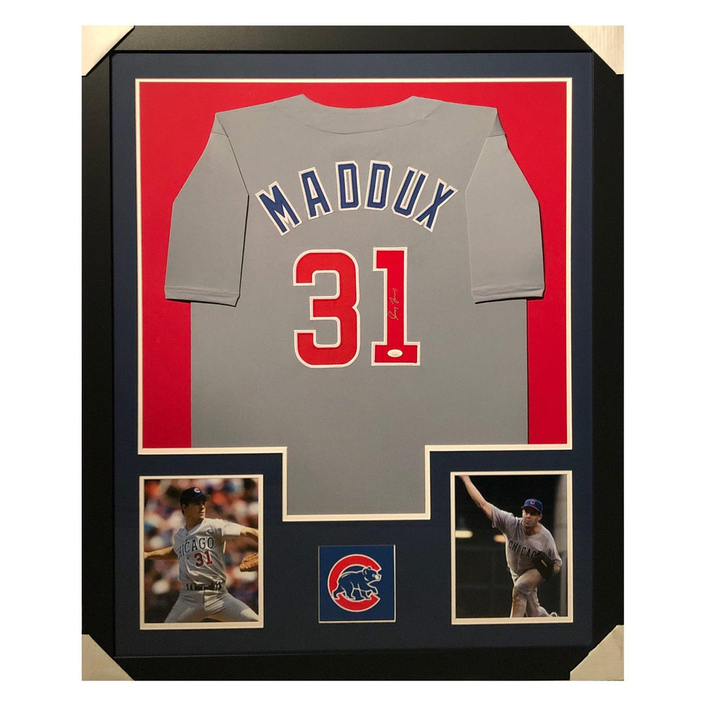 maddux cubs grey autographed framed baseball jersey