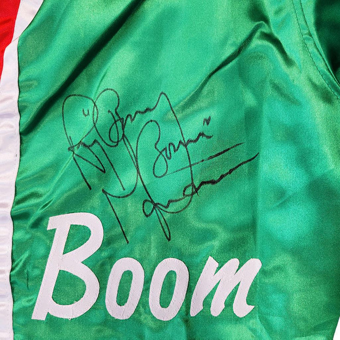 Ray "Boom Boom" Mancini Signed Green Boxing Trunks (JSA) - RSA