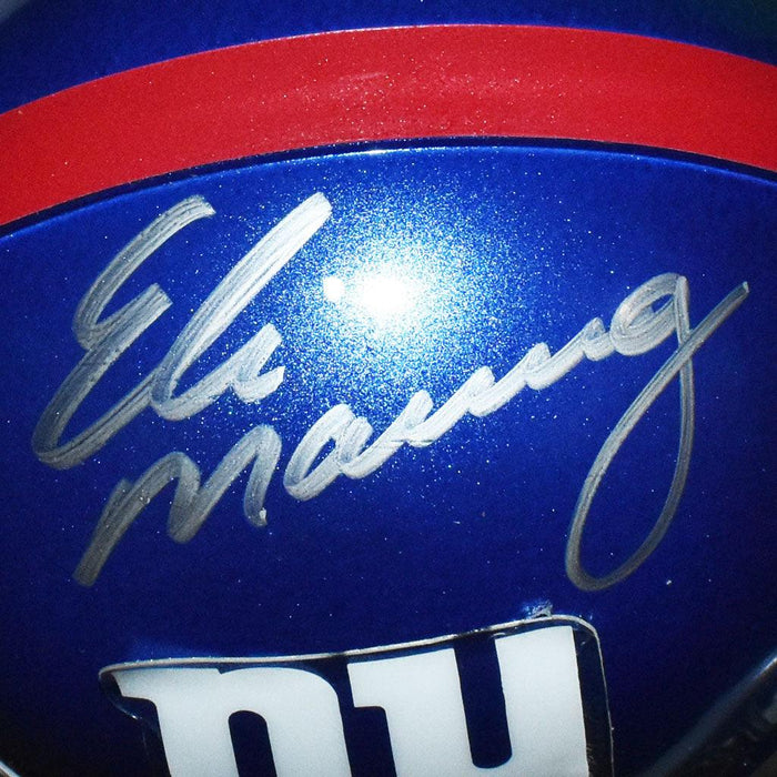 Eli Manning Signed New York Giants Mini Replica Blue Football Helmet (JSA) - RSA