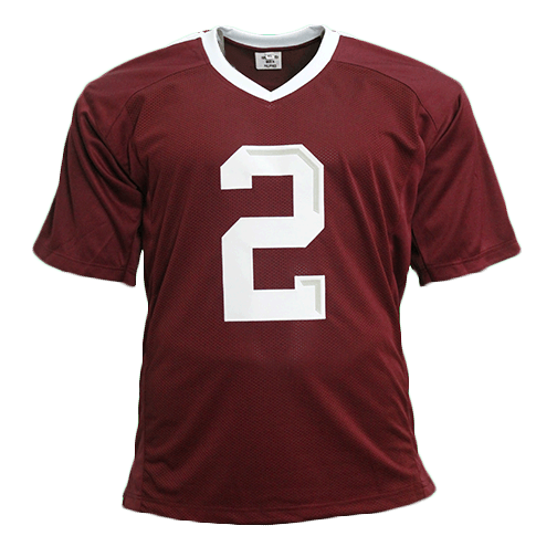 Johnny Manziel Maroon Autographed College Style STAT Football Jersey JSA - RSA