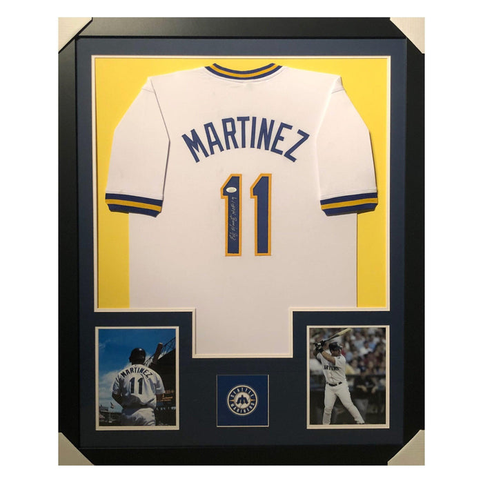 martinez mariners hof 19 white autographed framed baseball jersey