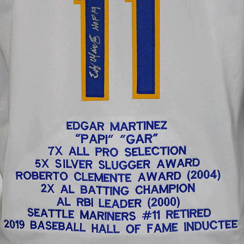 Edgar Martinez Signed HOF '19 Stat Seattle White Baseball Jersey (JSA) - RSA