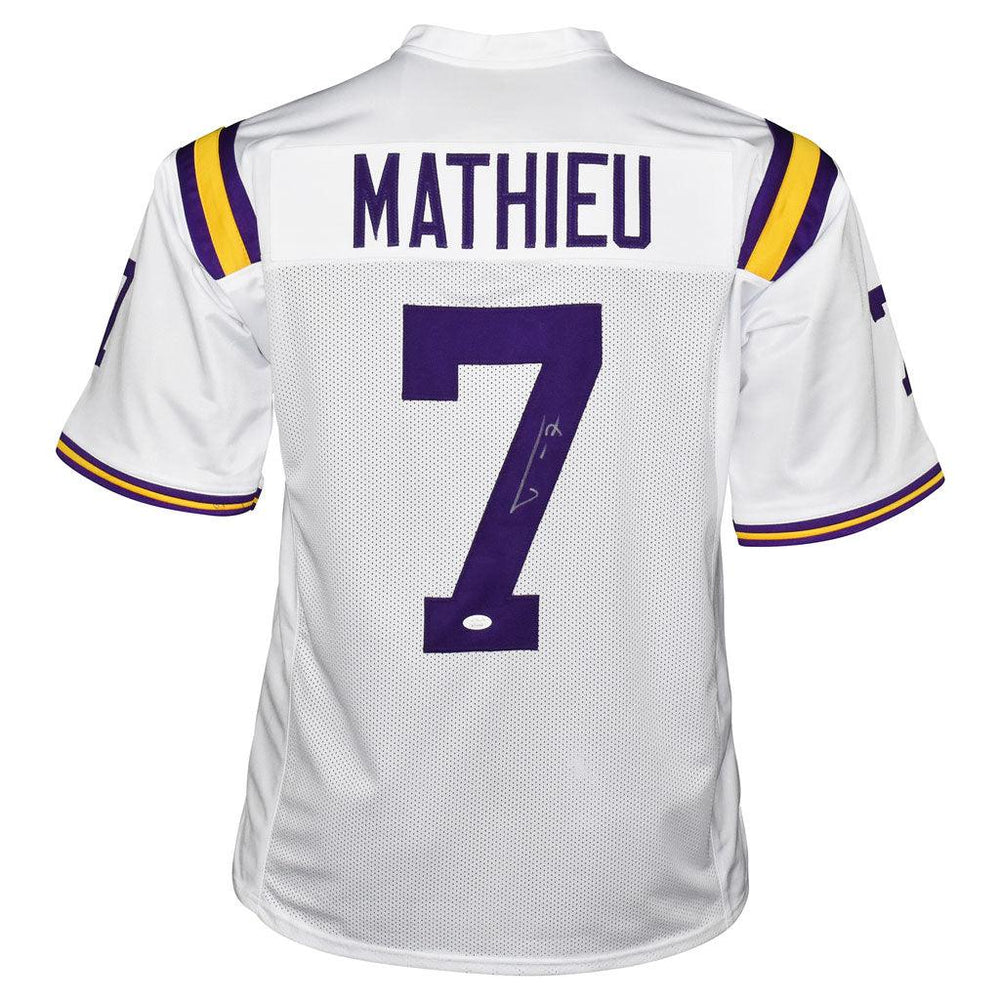 Tyrann Mathieu Signed LSU College White Football Jersey (JSA) — RSA