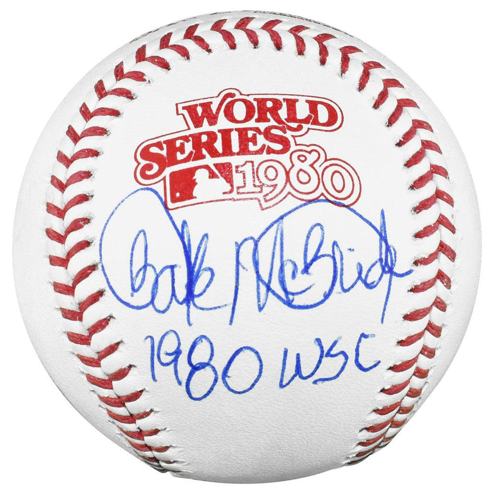 Bake McBride Signed 1980 WSC Inscription Rawlings Official MLB