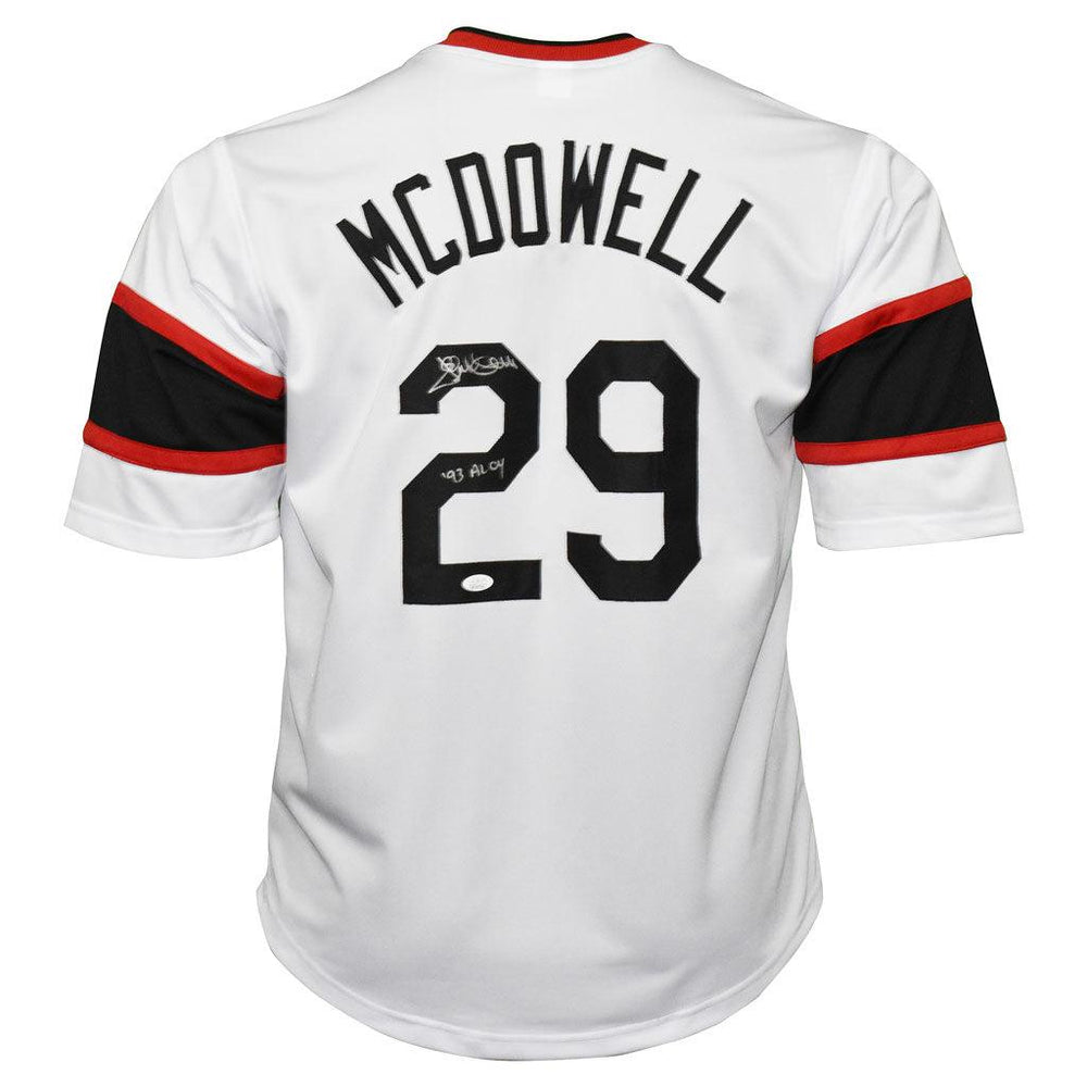 Jack McDowell Signed 93 AL CY Inscription Chicago White Throwback Baseball Jersey (JSA) - RSA