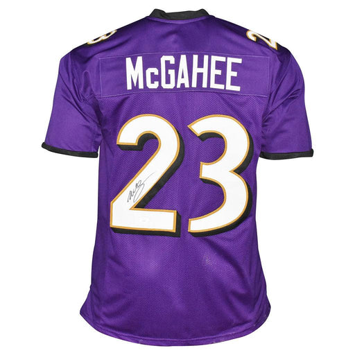 Willis McGahee Autographed Pro Style Football Purple Jersey (JSA) - RSA