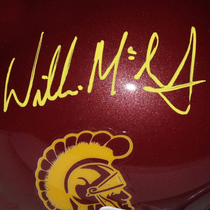 Willie McGinest Signed USC Trojans Mini Schutt Replica Red Football Helmet (Beckett) - RSA
