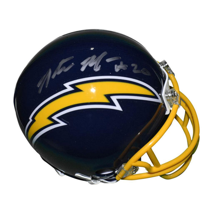 Natrone Means Signed San Diego Chargers Mini Replica Blue 1974-87 Throwback Football Helmet (JSA) - RSA