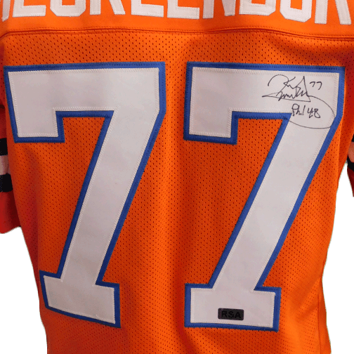 Karl Mecklenburg Autographed Pro Style Orange Football Jersey (RSA) - RSA