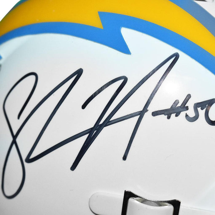 Shawne Merriman Signed Los Angeles Chargers Speed Mini Football Helmet (JSA) - RSA