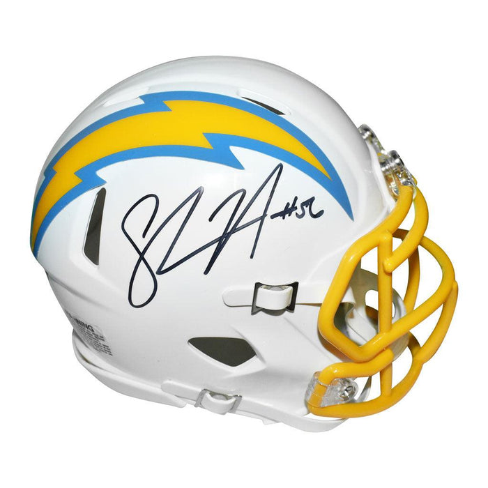 Shawne Merriman Signed Los Angeles Chargers Speed Mini Football Helmet (JSA) - RSA