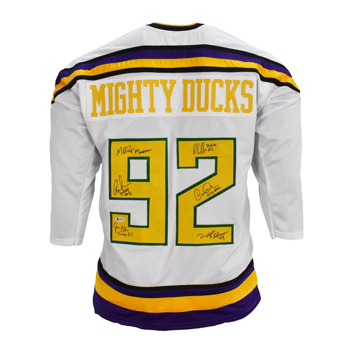 Mighty Ducks 6-Signature Autographed White Jersey (Beckett) - RSA