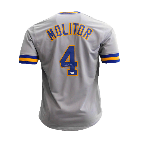 Paul Molitor Autographed Pro Style Grey Baseball Jersey (JSA) - RSA