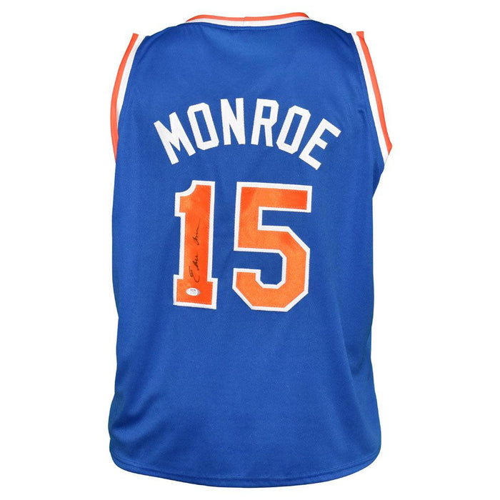 Earl Monroe Signed New York Blue Basketball Jersey (PSA) - RSA