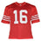 Joe Montana Autographed Pro Style Football Jersey Red Stat (JSA) - RSA