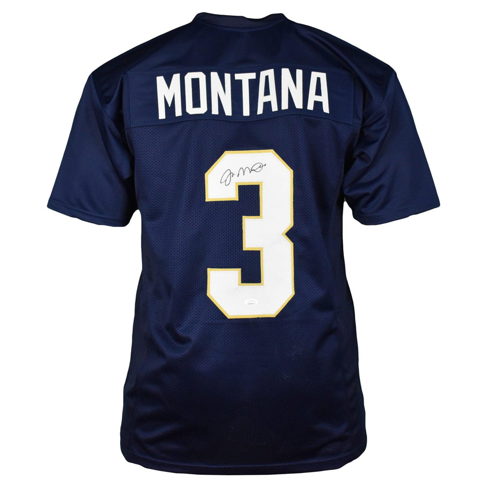 Joe Montana Autographed Notre Dame Football Jersey Blue (JSA) - RSA