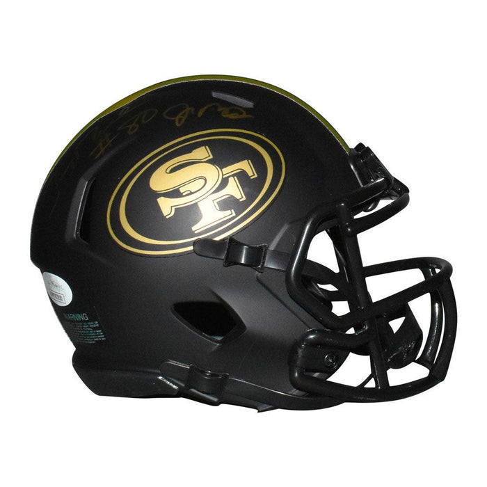 Jerry Rice & Joe Montana Dual Signed San Francisco 49ers Eclipse Speed Mini Replica Football Helmet (JSA) - RSA