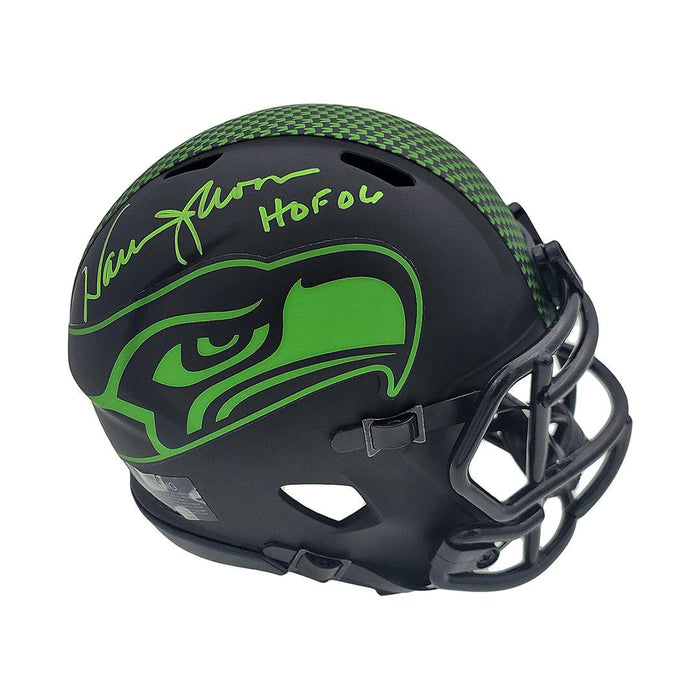 Warren Moon Signed HOF 06 Inscription Seattle Seahawks Eclipse Speed Mini Replica Football Helmet (JSA) - RSA