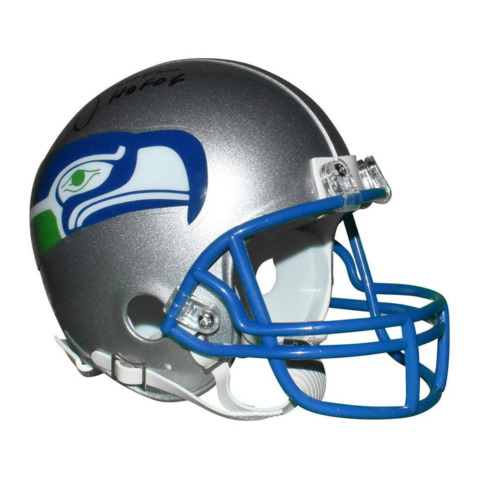 Warren Moon Signed HOF 06 Inscription Seattle Seahawks Mini Replica 1983-2001 Throwback Football Helmet (JSA) - RSA