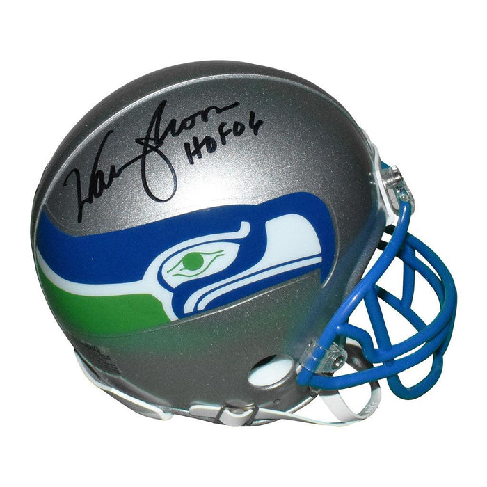 Warren Moon Signed HOF 06 Inscription Seattle Seahawks Mini Replica 1983-2001 Throwback Football Helmet (JSA) - RSA