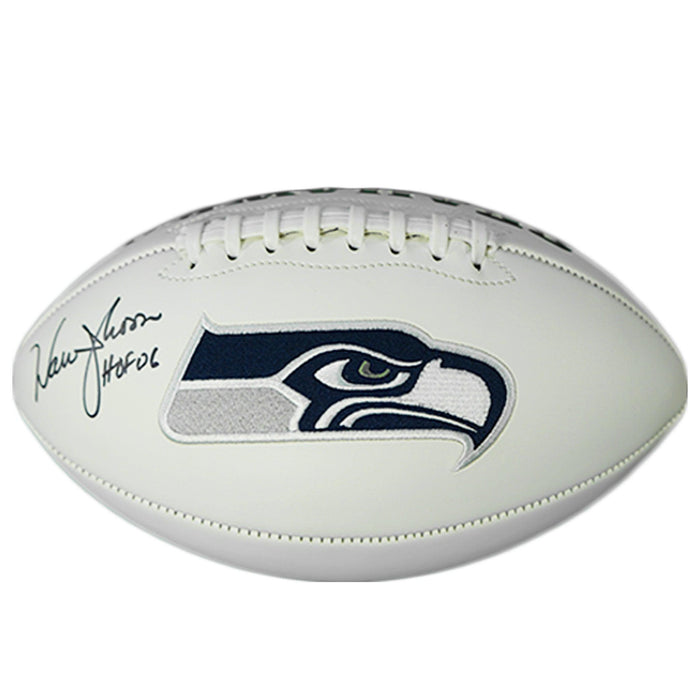 Warren Moon Signed HOF 06 Inscription Seattle Seahawks Logo Football (JSA) - RSA