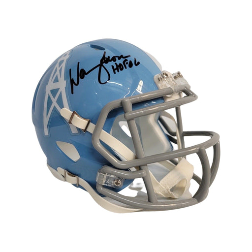 Warren Moon Signed HOF 06 Inscription Houston Oilers 1960-65 Throwback Speed Mini Replica Football Helmet (JSA) - RSA