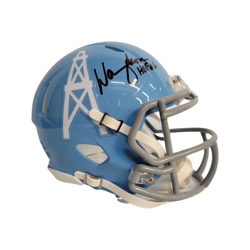 Warren Moon Signed HOF 06 Inscription Houston Oilers 1960-65 Throwback Speed Mini Replica Football Helmet (JSA) - RSA