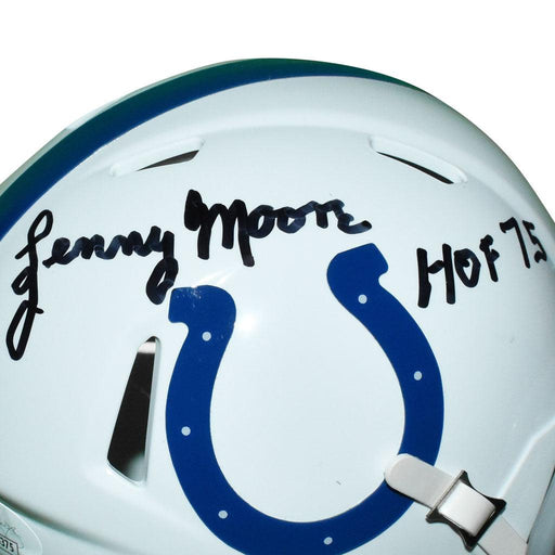 Lenny Moore Signed HOF 75 Inscription Indianapolis Colts Speed Mini Football Helmet (JSA) - RSA