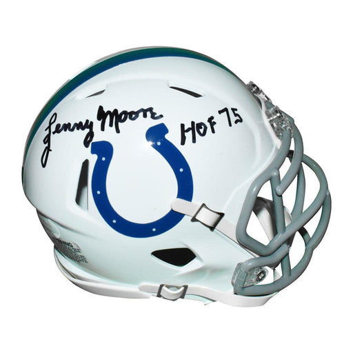 Lenny Moore Signed HOF 75 Inscription Indianapolis Colts Speed Mini Football Helmet (JSA) - RSA