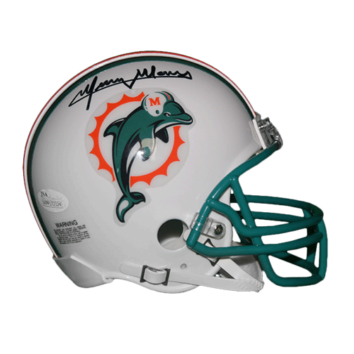 Mercury Morris Miami Dolphins Autographed Throwback Mini Football Helmet (Beckett ) - RSA