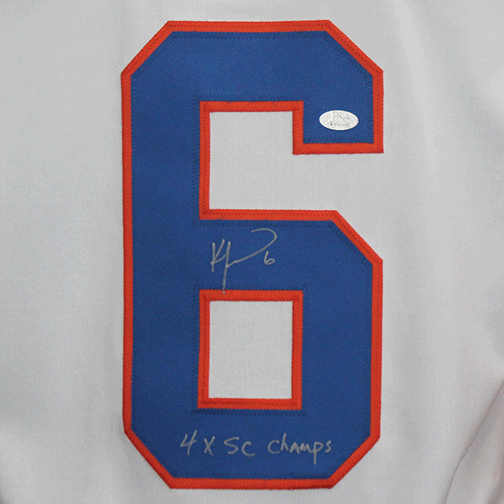 Ken Morrow New York Autographed Throwback Hockey Jersey White (JSA) 4x Stanley Cup Champ Inscription - RSA