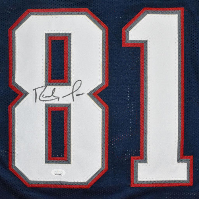 Randy Moss Signed New England Blue Football Jersey (JSA) - RSA