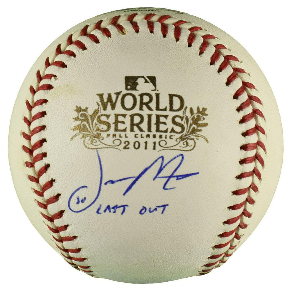 Jason Motte Signed Last Out Inscription Rawlings Official MLB 2011 World Series Baseball (JSA) - RSA