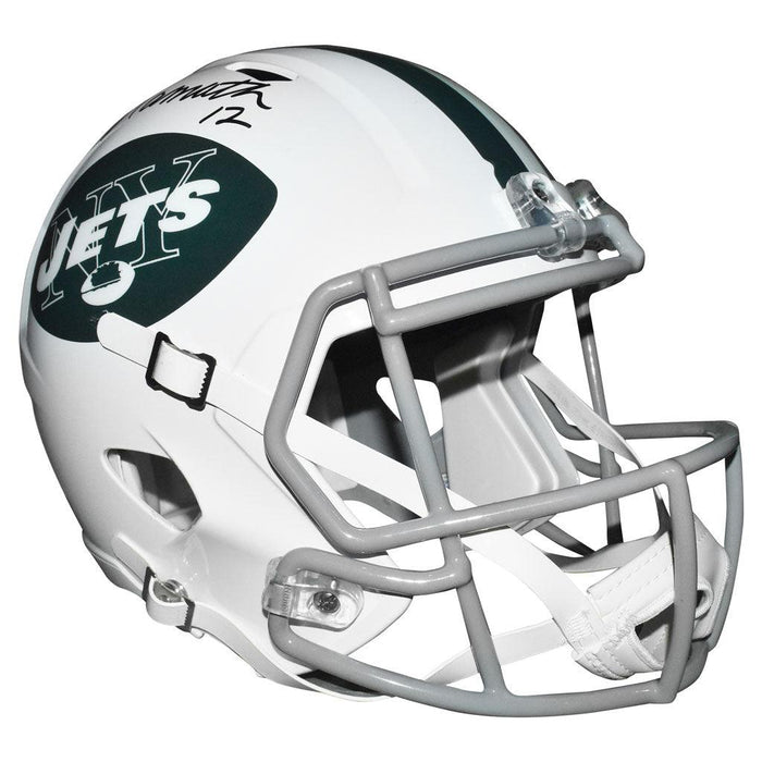 Joe Namath Signed And Inscribed Number 12 Inscription Helmet Jets Speed Rep Full-Size Helmet (JSA Witnessed) - RSA