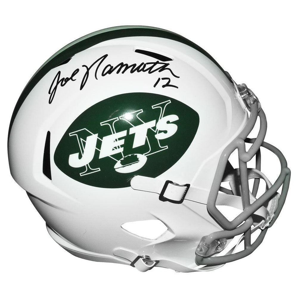 Joe Namath Signed And Inscribed Number 12 Inscription Helmet Jets Speed Rep Full-Size Helmet (JSA Witnessed) - RSA
