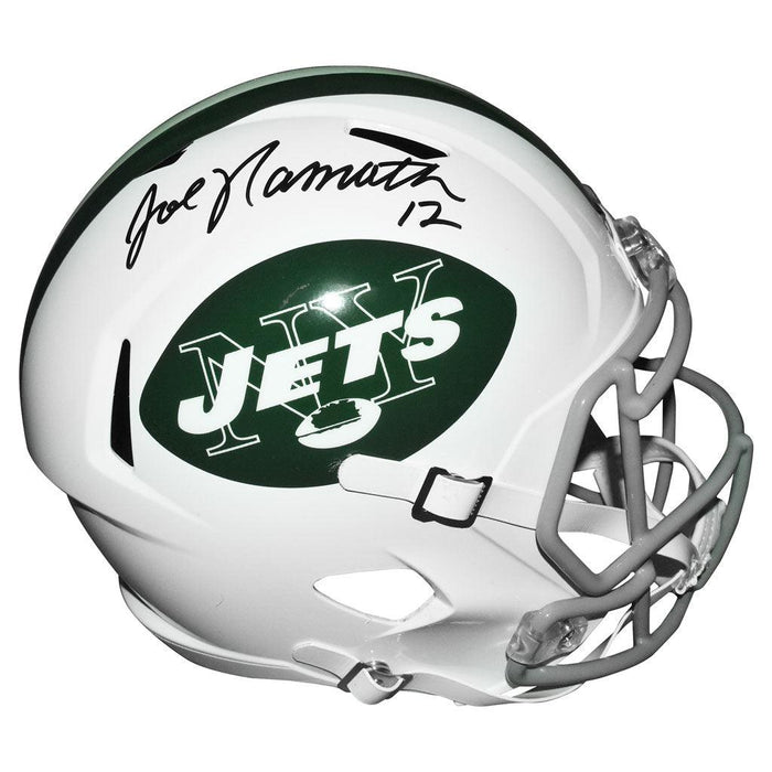 Joe Namath Signed And Inscribed Number 12 Inscription Helmet Jets Speed Rep Full-Size Helmet (JSA Witnessed) - RSA