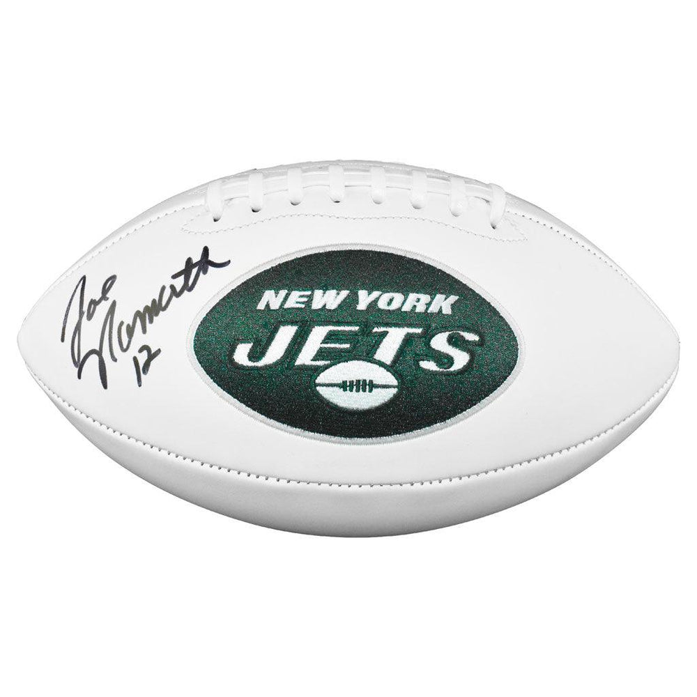 Joe Namath Signed And Inscribed Number 12 Inscription Football Jets White Panel Football (JSA Witnessed) - RSA