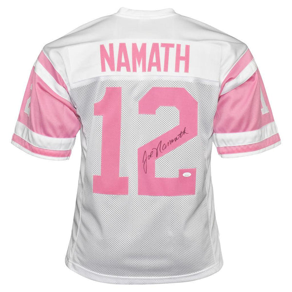 Joe Namath Signed Breast Cancer Awareness Jersey White and Pink