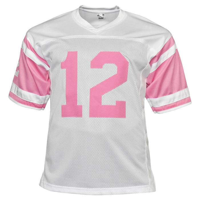 Joe Namath Signed Breast Cancer Awareness Jersey White and Pink Custom Jersey (JSA Witnessed) - RSA