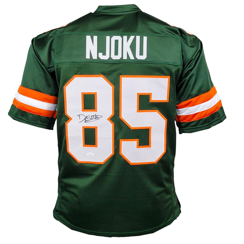 David Njoku Signed Miami College Green Football Jersey (JSA) - RSA