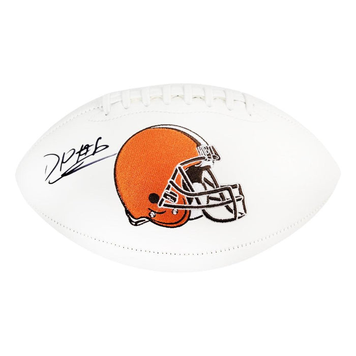 David Njoku Signed Cleveland Browns Official NFL Team Logo White Football (JSA) - RSA